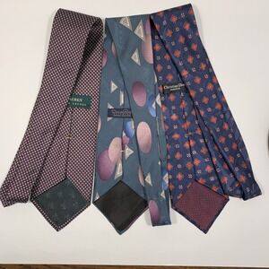 Lot Of 3 Vintage Neck Ties Ralph Lauren Oscar De La Renta Christian Dior EUC